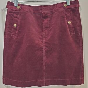 Talbots Y2K cranberry burgundy corduroy straight knee length casual skirt 8P